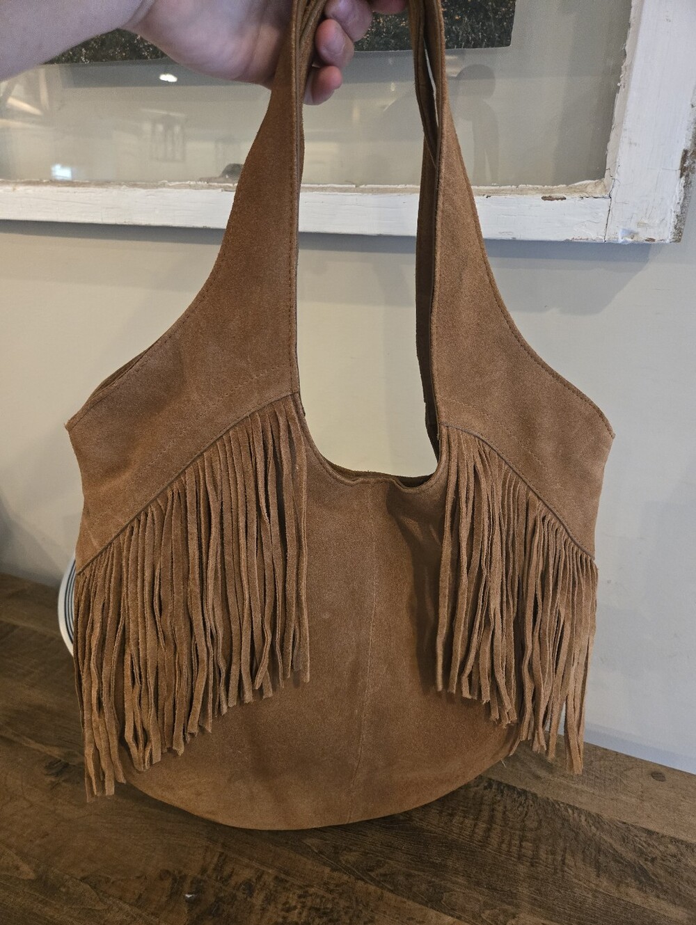 Lucky Brand Nyra Suede Leather Fringe Hobo Shoulder Bag